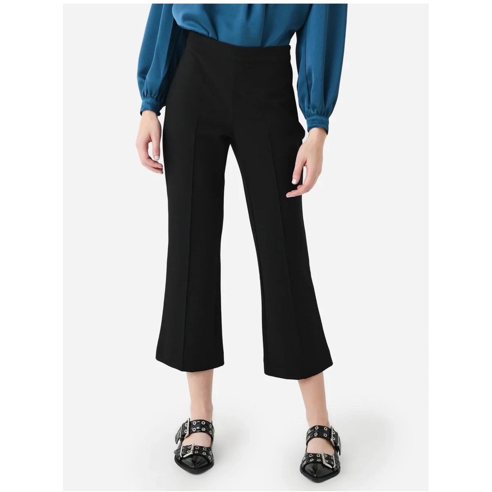 Vince Cropped Flare Pintuck Pants 12 Black Minimalist Quiet Luxury Workwear